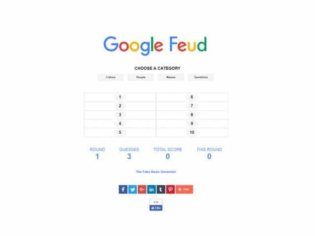 Google Feud Answers Game - Play Google Feud Answers Online for